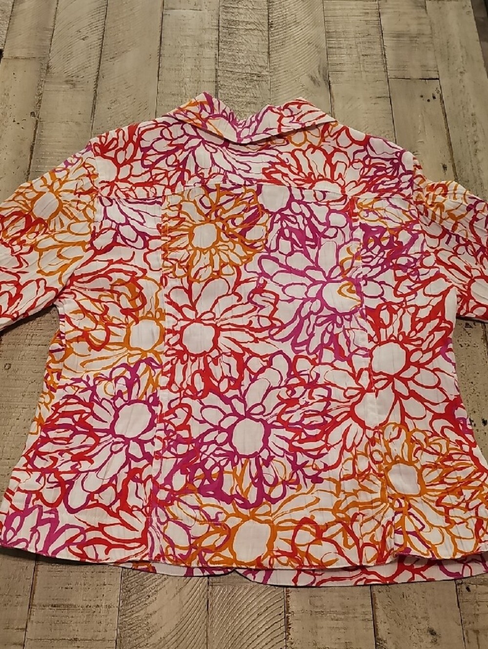 Ruby Rd. Pink, Orange & White Floral Button Jacket - Picture 5 of 5